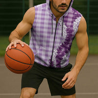 Violet Hawaii Palaka Sleeveless Zip Hoodie Hawaiian Honohono Lei