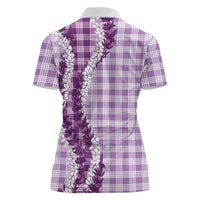 Violet Hawaii Palaka Women Polo Shirt Hawaiian Honohono Lei