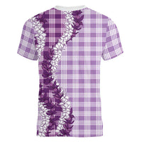 Violet Hawaii Palaka Women V-Neck T-Shirt Hawaiian Honohono Lei