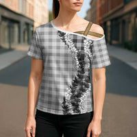 Gray Hawaii Palaka Cross Shoulder Shirt Hawaiian Honohono Lei