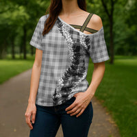 Gray Hawaii Palaka Cross Shoulder Shirt Hawaiian Honohono Lei