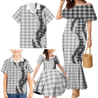 Gray Hawaii Palaka Family Matching Mermaid Dress and Hawaiian Shirt Hawaiian Honohono Lei LT05 - Polynesian Pride