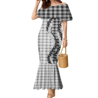 Gray Hawaii Palaka Family Matching Mermaid Dress and Hawaiian Shirt Hawaiian Honohono Lei LT05 Mom's Dress Gray - Polynesian Pride