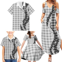 Gray Hawaii Palaka Family Matching Summer Maxi Dress and Hawaiian Shirt Hawaiian Honohono Lei LT05 - Polynesian Pride