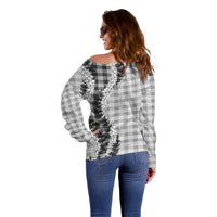 Gray Hawaii Palaka Off Shoulder Sweater Hawaiian Honohono Lei