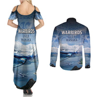 New Zealand Wanaka Air Show Couples Matching Summer Maxi Dress and Long Sleeve Button Shirt With Maori Pattern LT05 - Polynesian Pride