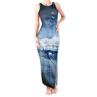 New Zealand Wanaka Air Show Tank Maxi Dress With Maori Pattern LT05 Women Blue - Polynesian Pride