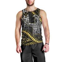 Hawaii King Kamehameha The Great Men Tank Top Gold Tribal Tattoo