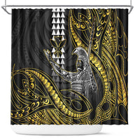 Hawaii King Kamehameha The Great Shower Curtain Gold Tribal Tattoo