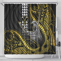 Hawaii King Kamehameha The Great Shower Curtain Gold Tribal Tattoo