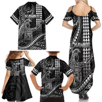Hawaii King Kamehameha The Great Family Matching Summer Maxi Dress and Hawaiian Shirt Black Tribal Tattoo