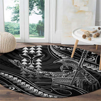 Hawaii King Kamehameha The Great Round Carpet Black Tribal Tattoo