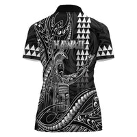 Hawaii King Kamehameha The Great Women Polo Shirt Black Tribal Tattoo