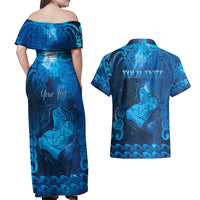 Personalised New Zealand Mother's Day Couples Matching Off Shoulder Maxi Dress and Hawaiian Shirt Ko Te Whaea Te Takere O Te Waka