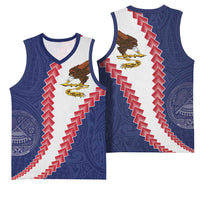 American Samoa Eagle Basketball Jersey Polynesian Tribal Pattern Curve Style