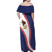 American Samoa Eagle Family Matching Off Shoulder Maxi Dress and Hawaiian Shirt Polynesian Tribal Pattern Curve Style