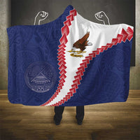 American Samoa Eagle Hooded Blanket Polynesian Tribal Pattern Curve Style