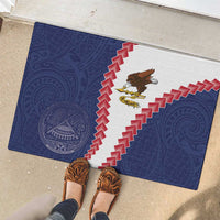 American Samoa Eagle Rubber Doormat Polynesian Tribal Pattern Curve Style
