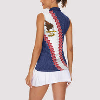 American Samoa Eagle Women Sleeveless Polo Shirt Polynesian Tribal Pattern Curve Style