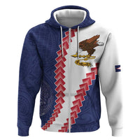 American Samoa Eagle Zip Hoodie Polynesian Tribal Pattern Curve Style