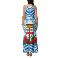 Personalised Fiji Ratu Sir Lala Sukuna Day Family Matching Tank Maxi Dress and Hawaiian Shirt Hibiscus Tapa Pattern