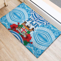 Fiji Ratu Sir Lala Sukuna Day Rubber Doormat Hibiscus Tapa Pattern