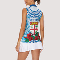 Personalised Fiji Ratu Sir Lala Sukuna Day Women Sleeveless Polo Shirt Hibiscus Tapa Pattern