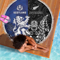 New Zealand And Scotland Rugby Beach Blanket Maori Tiki With Thistle Together