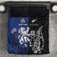 New Zealand And Scotland Rugby Bedding Set Maori Tiki With Thistle Together