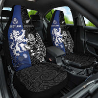 New Zealand And Scotland Rugby Car Seat Cover Maori Tiki With Thistle Together