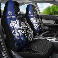 New Zealand And Scotland Rugby Car Seat Cover Maori Tiki With Thistle Together