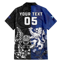 New Zealand And Scotland Rugby Custom Family Matching Off Shoulder Maxi Dress and Hawaiian Shirt Maori Tiki With Thistle Together LT05 - Polynesian Pride