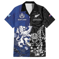 New Zealand And Scotland Rugby Custom Family Matching Summer Maxi Dress and Hawaiian Shirt Maori Tiki With Thistle Together LT05 Dad's Shirt - Short Sleeve Black - Polynesian Pride
