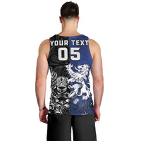 New Zealand And Scotland Rugby Custom Men Tank Top Maori Tiki With Thistle Together