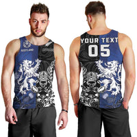 New Zealand And Scotland Rugby Custom Men Tank Top Maori Tiki With Thistle Together