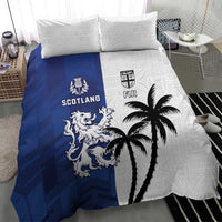 Fiji And Scotland Rugby Bedding Set Fijian Palm Tree With Thistle Together