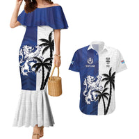 Fiji And Scotland Rugby Custom Couples Matching Mermaid Dress and Hawaiian Shirt Fijian Palm Tree With Thistle Together