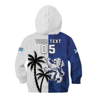Fiji And Scotland Rugby Custom Kid Hoodie Fijian Palm Tree With Thistle Together