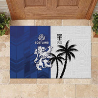 Fiji And Scotland Rugby Rubber Doormat Fijian Palm Tree With Thistle Together