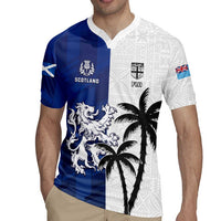Fiji And Scotland Rugby Custom Rugby Jersey Fijian Palm Tree With Thistle Together