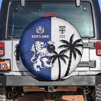 Fiji And Scotland Rugby Spare Tire Cover Fijian Palm Tree With Thistle Together