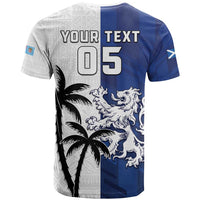 Fiji And Scotland Rugby Custom T Shirt Fijian Palm Tree With Thistle Together