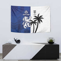 Fiji And Scotland Rugby Tapestry Fijian Palm Tree With Thistle Together