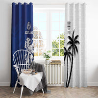 Fiji And Scotland Rugby Window Curtain Fijian Palm Tree With Thistle Together
