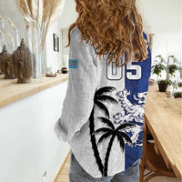 Fiji And Scotland Rugby Custom Women Casual Shirt Fijian Palm Tree With Thistle Together