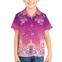 New Zealand Matariki Family Matching Short Sleeve Bodycon Dress and Hawaiian Shirt Maori Marae Purple Galaxy