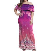 New Zealand Matariki Off Shoulder Maxi Dress Maori Marae Purple Galaxy