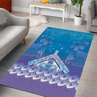 New Zealand Matariki Area Rug Maori Marae Cyan Galaxy
