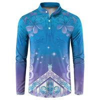 New Zealand Matariki Button Sweatshirt Maori Marae Cyan Galaxy