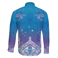 New Zealand Matariki Family Matching Long Sleeve Bodycon Dress and Hawaiian Shirt Maori Marae Cyan Galaxy
